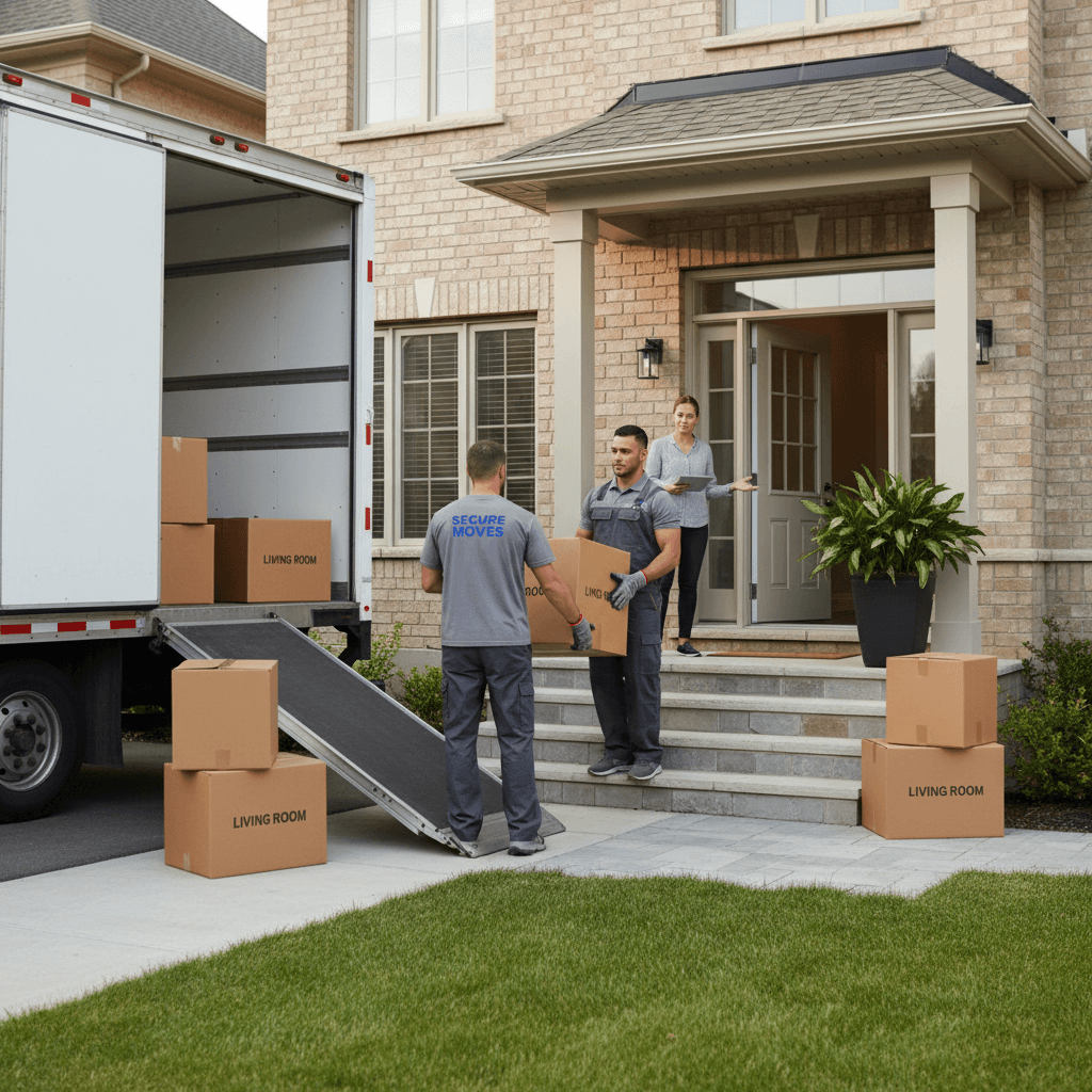 Team delivering and unloading items at customer home