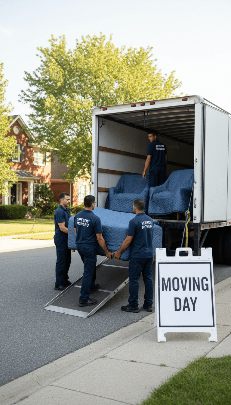 Transit Tales Relocators Inc team carefully packing household items into a moving truck