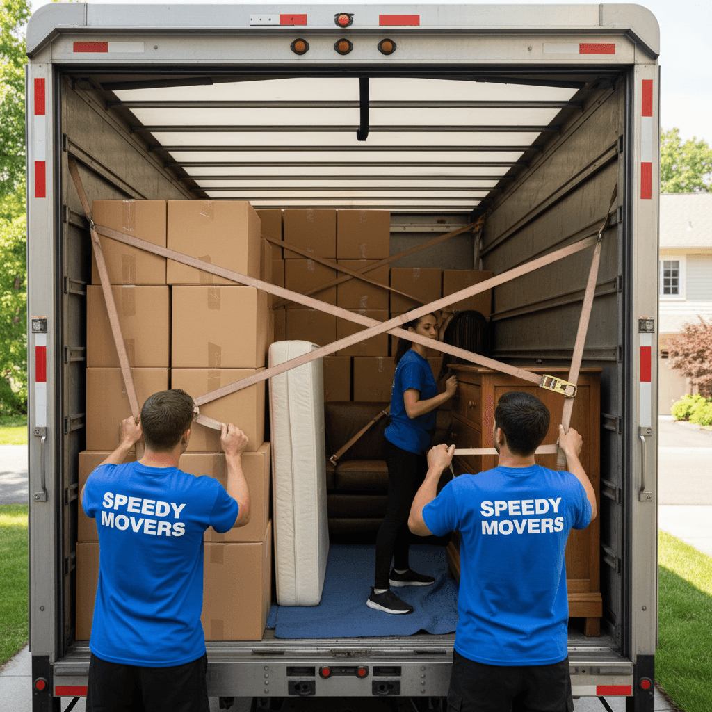 Securing load in moving truck