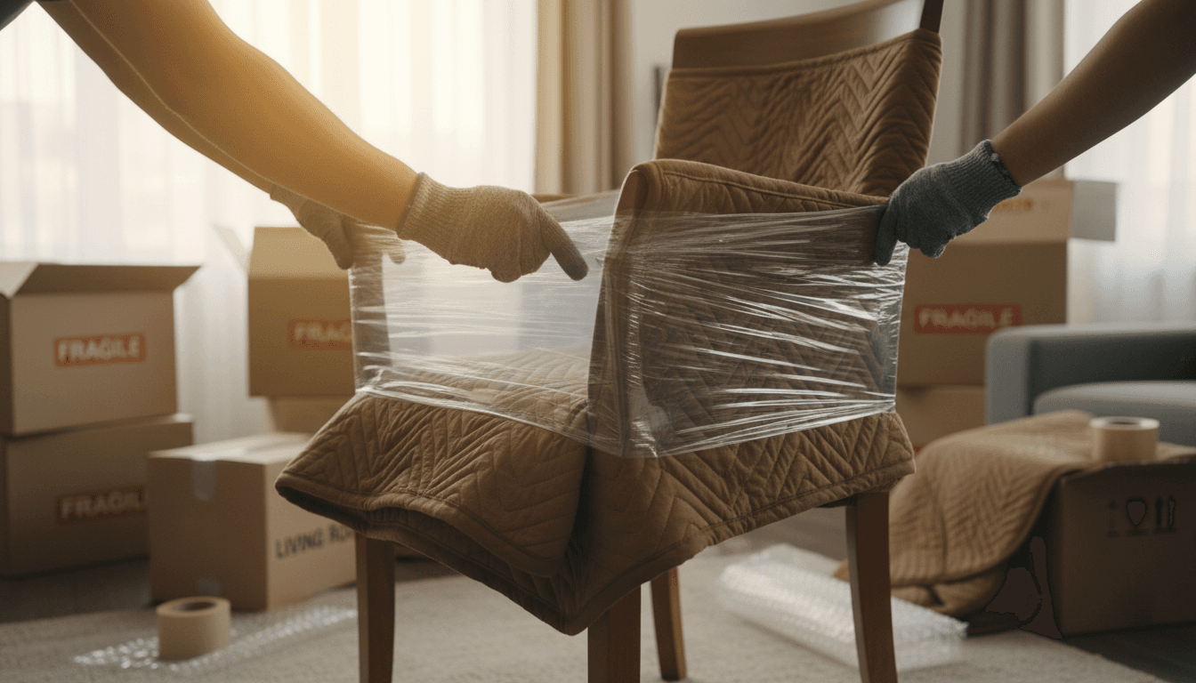 Close-up of professional packing technique for valuables