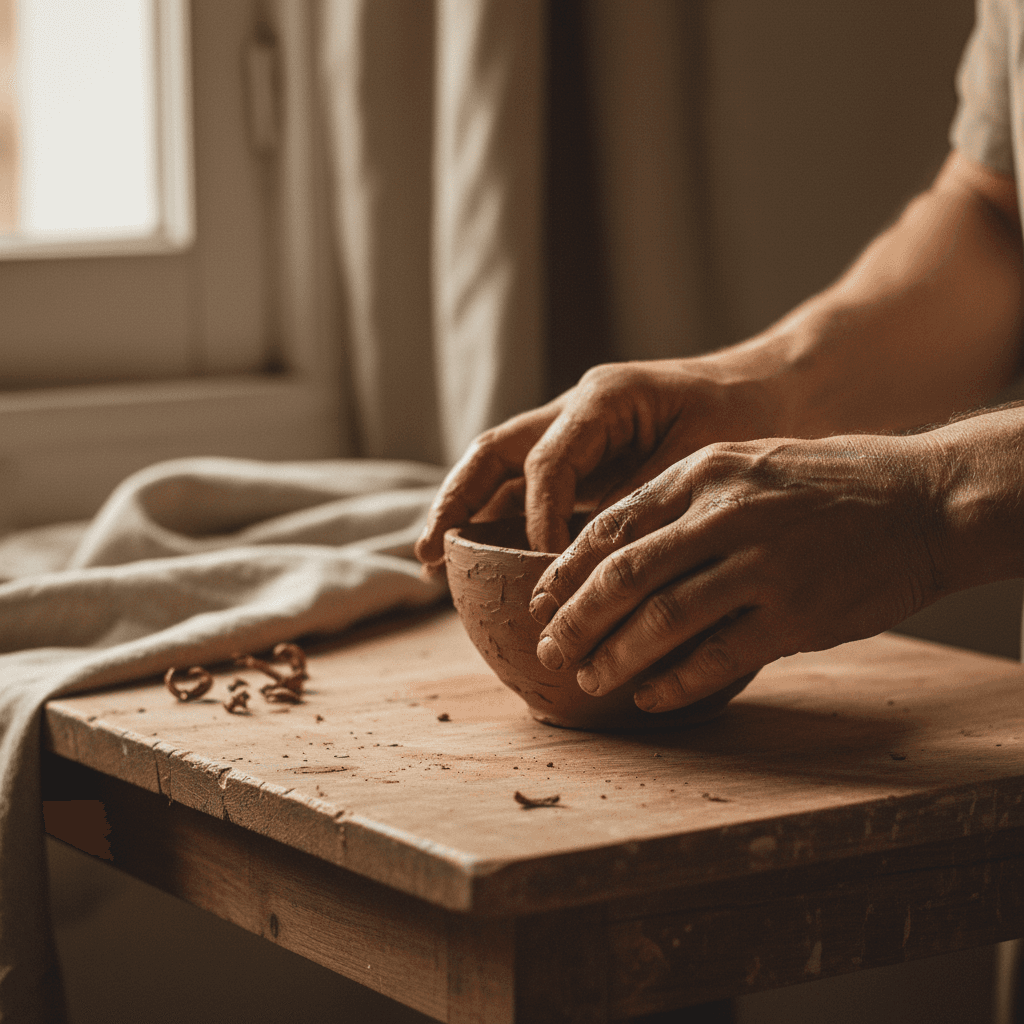 Careful packing of fragile dishes with protective materials